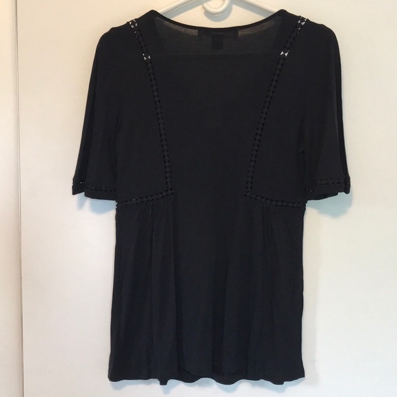 Maternity Black Boho T-Shirt with Crochet - Picture 4 of 4